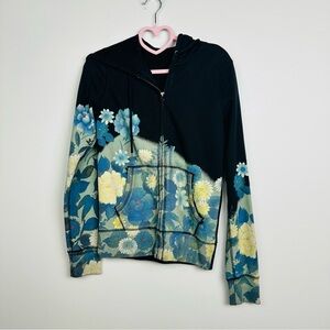 Lucky Brand Black Floral Hoodie Size Small